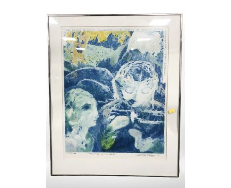 20th Century School : The lady of the lake, colour lithograph, indistinctly signed and dated '91, numbered 127/370, 59 cm x 4