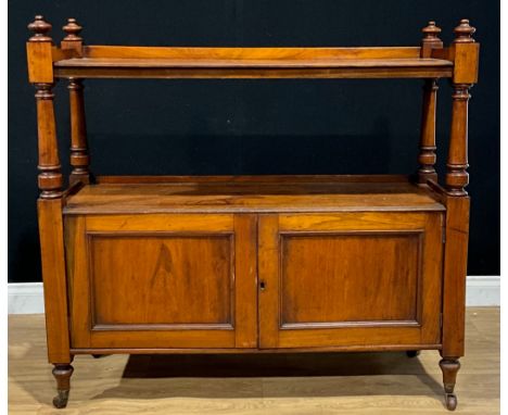A Victorian walnut and mahogany buffet serving cabinet, 110cm high, 117cm wide, 42cm deep, c.1880