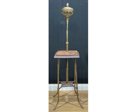 An Aesthetic Movement brass and marble telescopic floor lamp, 150cm high, 36cm wide, 19th century