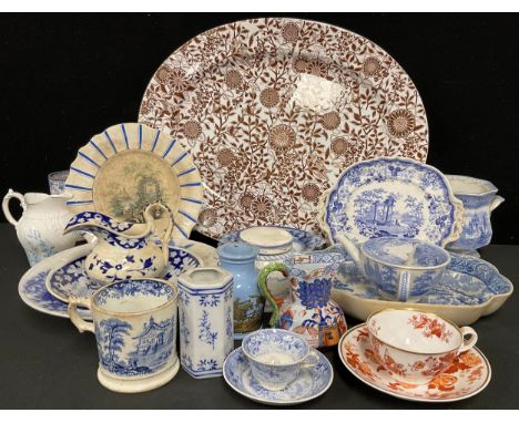 Ceramics - 19th century transfer printed pottery, a John Rodgers Athens pattern dish; a Brown, Westhead, Moore &amp; Co Aesth