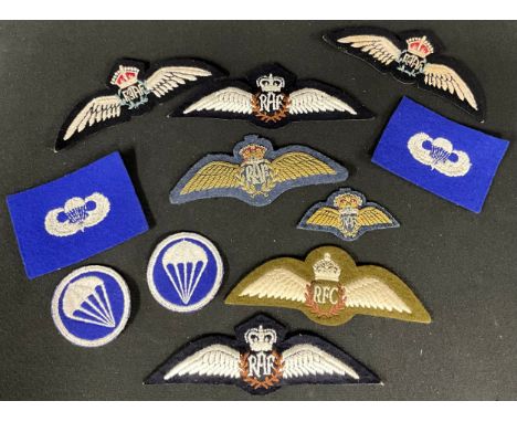 WW2 RAAF Pilots Wings: Bullion Wire Kings Corwn RAF Pilots Wings: Queens Crown Mess Dress RAF Pilots Wings: WW1 Royal Flying 
