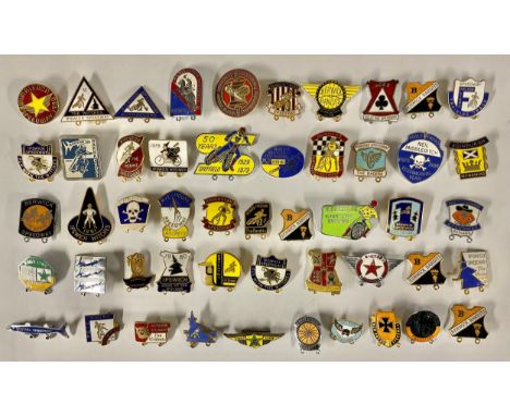 A collection of fifty enamel Speedway badges, including, Boston Speedway Barracudas, Poole Speedway, Aces Belle Vue Speedway,