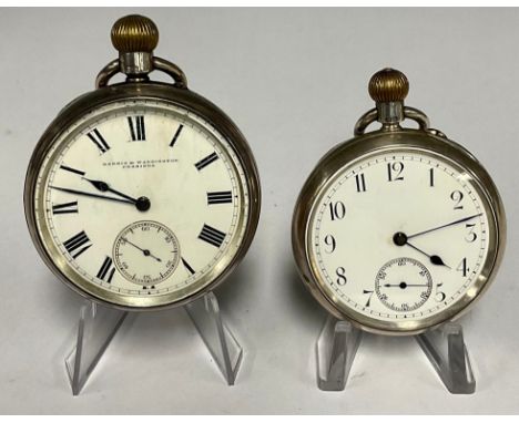 Watches - a Victorian silver cased pocket watch, white enamel dial, signed Harris &amp; Waddington, Uxbridge,  bold Roman num