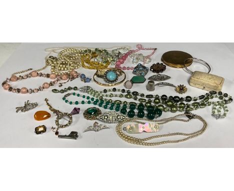 Fashion and costume Jewellery - 9ct gold bronze core bangle,  silver bangle,  RAF sweet heart wings brooch, others Mother of 