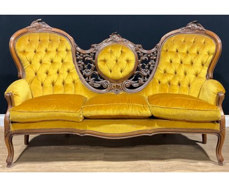 A Victorian style chair back sofa, 110cm high, 182.5cm wide
