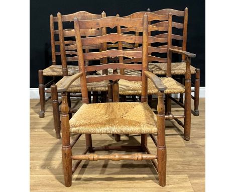 A harlequin suite of six Lancashire ladder back chairs (6)