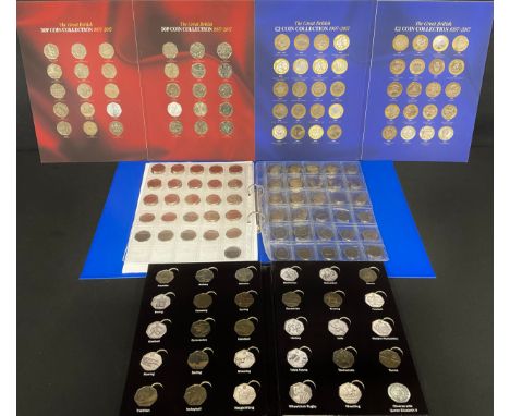 Numismatics – A collection of recent £2 and 50 pence coins in four albums. A Great British Coin Album colour printed A4 size,