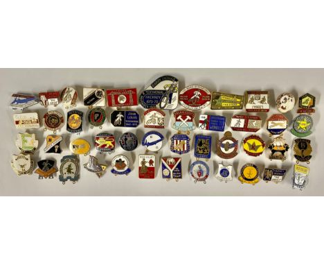 A collection of forty six enamel Speedway badges, including, Berwick Bandits, Oxford Speedway Cheetahs, Stags Scunthorpe Spee