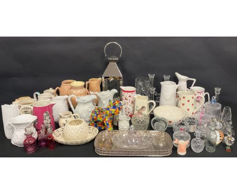 Ceramics and Glass - Interior Decoration - Gisela Graham jugs, etc; cut glass dressing table scent bottles; Kaiser porcelain 