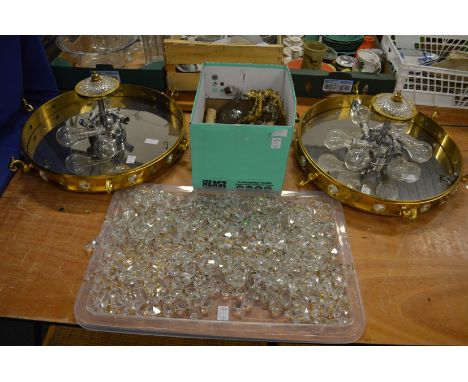 Decorative lighting to include a pair of chandeliers.