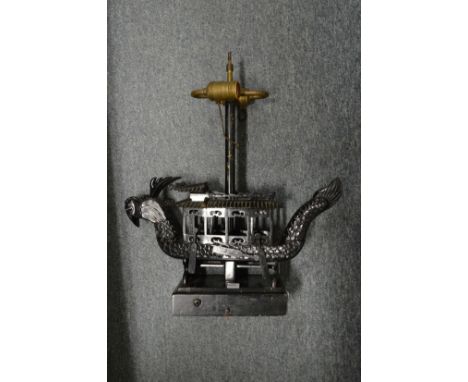An unusual Chinese carved dragon boat table lamp base.