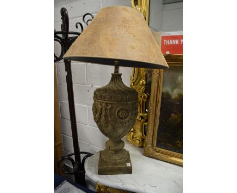 A good pair of faux carved wood classical urn shaped lamp bases.