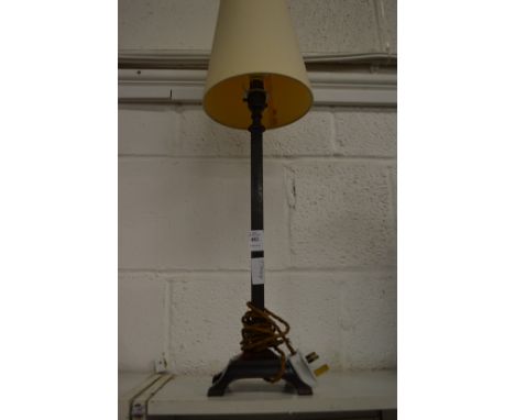 An enamel decorated metal table lamp.