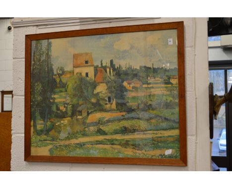 A continental landscape with buildings colour print.