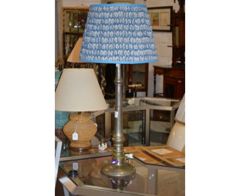 A metal table lamp.