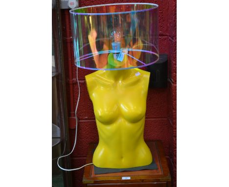 A table lamp, modelled as a female torso, 76cm high