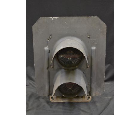 A railway traffic lamp, later converted fitting with three pin plug