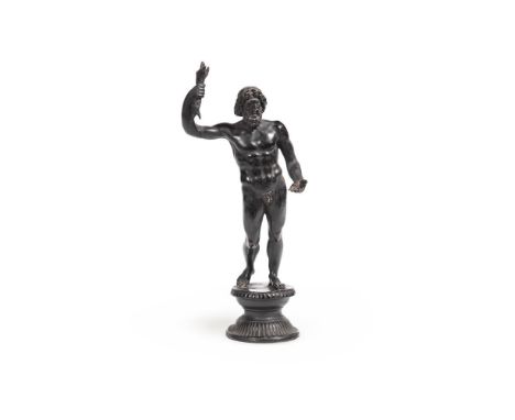 AFTER THE ANTIQUE- AN ITALIAN BRONZE FIGURE OF ZEUS  19TH CENTURY  Set on waisted moulded socle base  29cm high overall. Base