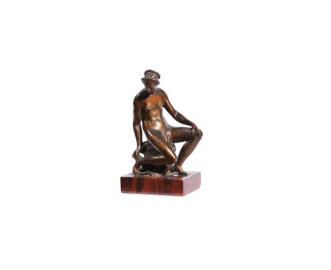 AFTER BARTHELEMY PRIEUR (C.1536-1611) A FRENCH BRONZE FIGURE OF THE SEATED VENUS  18TH/19TH CENTURY  Now on a rouge griotte b