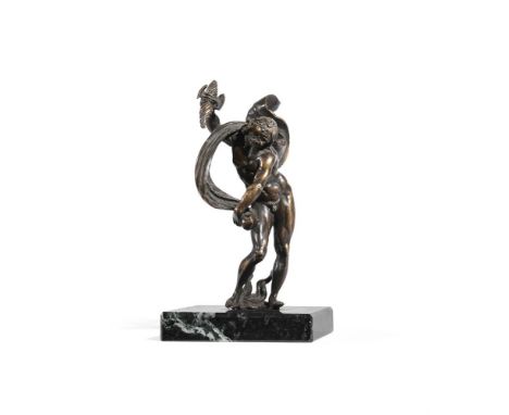 AN ITALIAN BRONZE FIGURE OF JUPITER WITH THUNDERBOLTS  18TH CENTURY  Depicted standing, in contrapposto stance, thunderbolt t