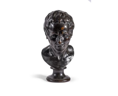 AFTER JEAN-ANTOINE HOUDON (1741-1828) A BRONZE PORTRAIT BUST OF JEAN-JACQUES ROUSSEAU (1712-1778 )  FRENCH 18TH/19TH CENTURY 