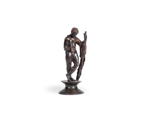 AN ITALIAN BRONZE FIGURE OF THE YOUNG HERCULES  16TH CENTURY  Depicted standing, apples to his right hand, club to his left, 