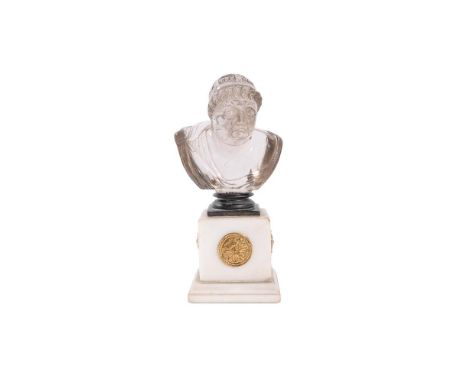 ATTRIBUTED TO LUIGI VALADIER (1726-1785)- A ROCK CRYSTAL BUST OF THE EMPEROR VITELLIUS  ITALIAN, LATE 18TH CENTURY  Set on a 