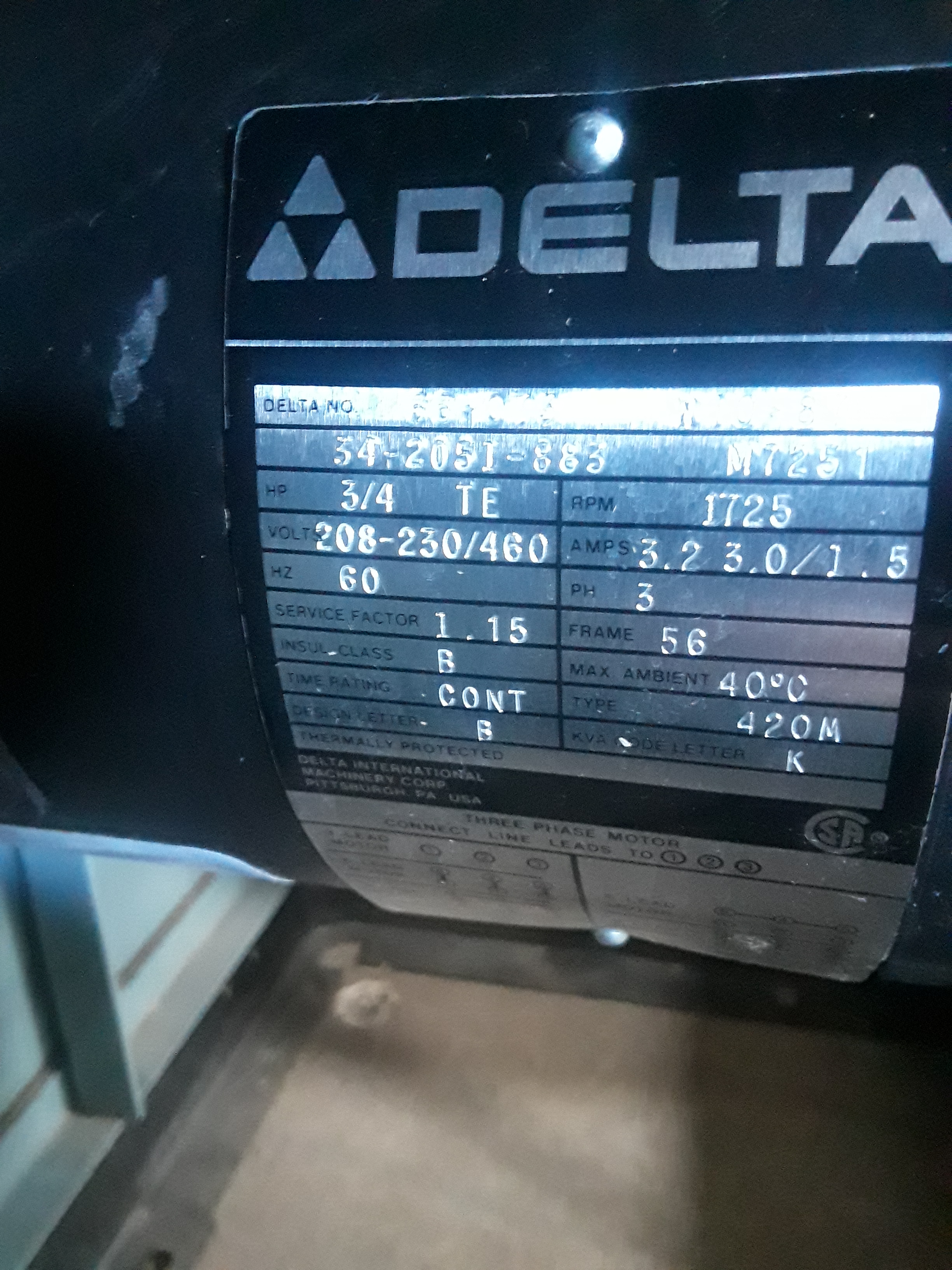 Delta / Invicta DJ15 6" Jointer Model 37150 3/4 Hp 230 volts 3 phase