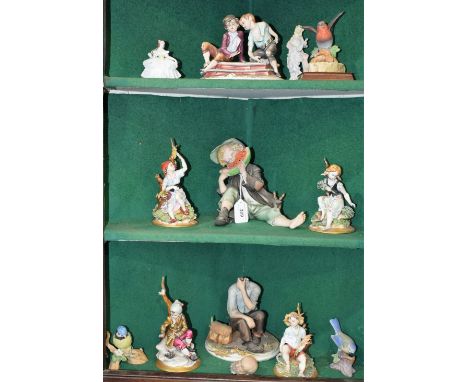 Ceramics - a pair of Capodimonte figures, Boy and Girl Harvest; another pair, Seasons; a Capodimonte figure group, boys playi
