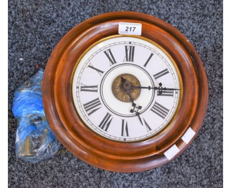 A postman's type wall clock, white dial, Roman numerals, 28cm diameter