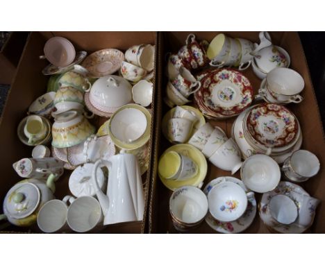 Ceramics - a Shelley Daffodil pattern teapot and sugar bowl; other tea ware, including Tuscan, Royal Albert, Coalport, Royal 