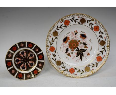 A Royal Crown Derby 1128 pattern side plate, first quality; a similar Asian Rose pattern dinner plate, second quality (2)