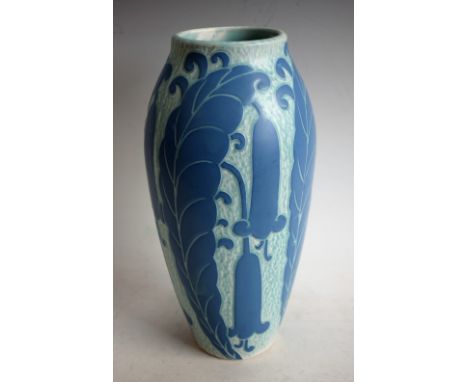 20th Century Design - a Josef Ekberg Gustavsberg sgraffito ware vase, decorated with stylized bluebells and foliage, painted 