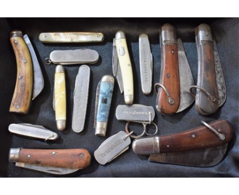 Pocket Knives - an antler hafted pipe smoker's knife with tamper base; others, advertising, Guinness, Goodyear, Reckitt and S