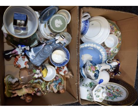 Ceramics - Capodimonte figures; a Francesca Art China figure of a lady, Lavinia; Wedgwood Jasperware; Royal Worcester Evesham