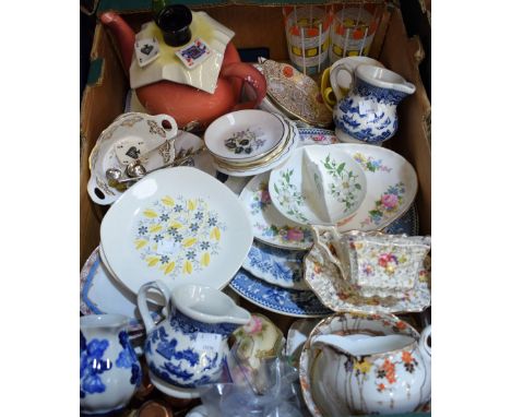 Ceramics - a novelty Cardew tea pot; an Abbeydale pin dish; Royal Worcester pin dishes; a Hammersley shell dish; a Fenton cre