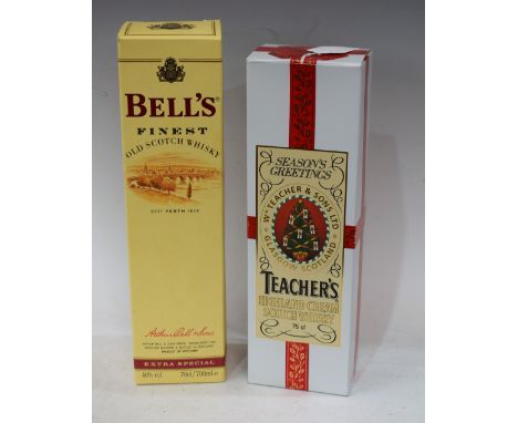 A bottle of Bell's Finest Scotch Whisky, 70cl, boxed; a Teachers Highland Cream scotch whisky, 75cl, boxed (2)