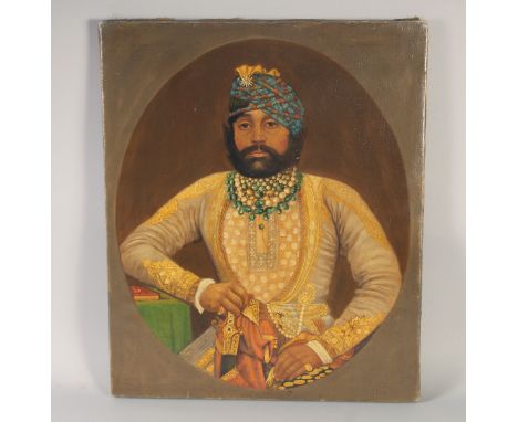 CIRCA 1900, A PORTRAIT OF JASWANT SINGH II OF JODHPUR, oil on canvas, 55 x 46cm, unframed.