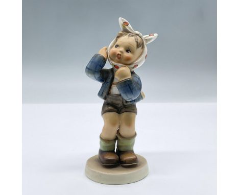 Features the figure of a boy with a hand on his cheek. Goebel Hummel backstamp. 217. Issued: 1951Dimensions: 2.25"L x 2.25"W 