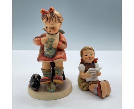Beautiful duo of little girls sitting engaged in activities. Includes: Mother's Helper and Girl with Music Sheet. Largest pie