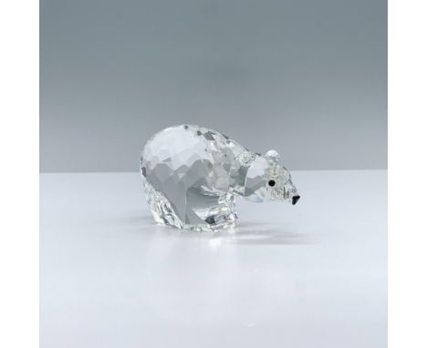 A large, round polar bear standing sturdily with its head held high, showcasing its striking black crystal eyes. Swarovski sw