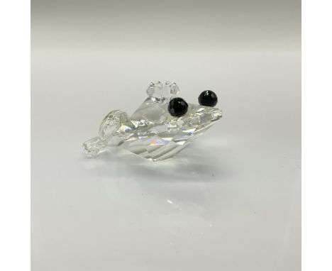 This piece features a clear faceted crystal body, black eyes, and a clear crystal crown. Swarovski crystal acid mark on the b
