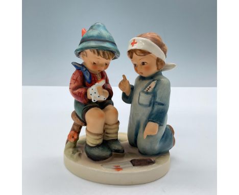 Matte porcelain depiction of a little girl making a house call to an injured friend. Goebel backstamp. Issued: 1972Dimensions