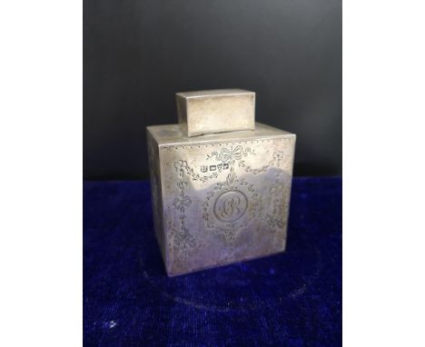 Chester silver Hall marked tea caddy. 