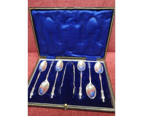 Silver Hall marked London apocarathy spoons makers William Hutton &amp; Sons Ltd.