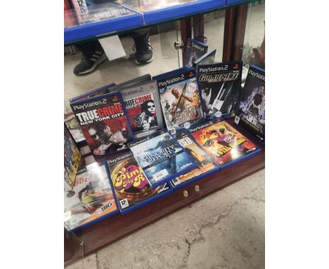 Shelf of PlayStation 2 games. 