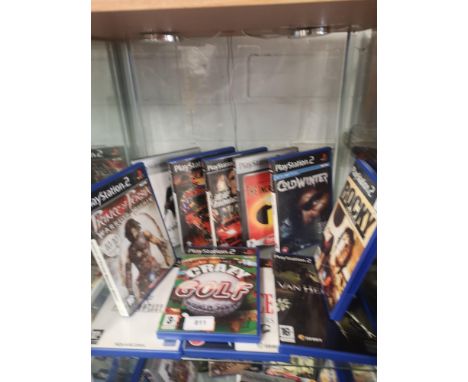 Shelf of PlayStation 2 games. 