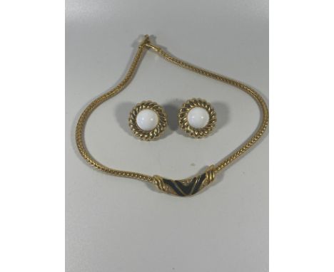 Set of named vintage "Monet" earrings and statement necklace. 