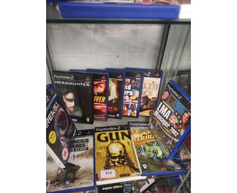 Shelf of PlayStation 2 games. 