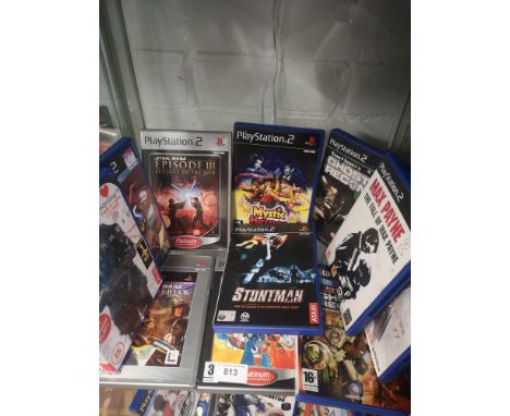 Shelf of PlayStation 2 games. 